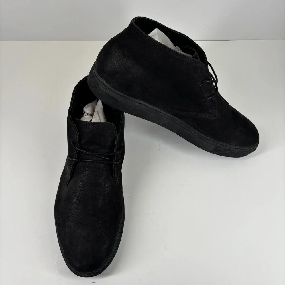 Banana Republic Men's US 9.5M Black Leather Shearling-Lined Comfort Chukka Boots